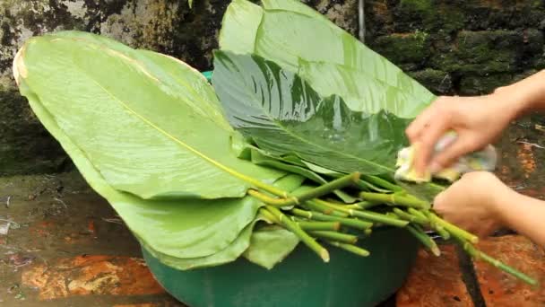 Asiático pessoas fazer bolos de arroz — Vídeo de Stock